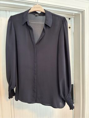 Express Navy Blue Women's Long-Sleeve Blouse